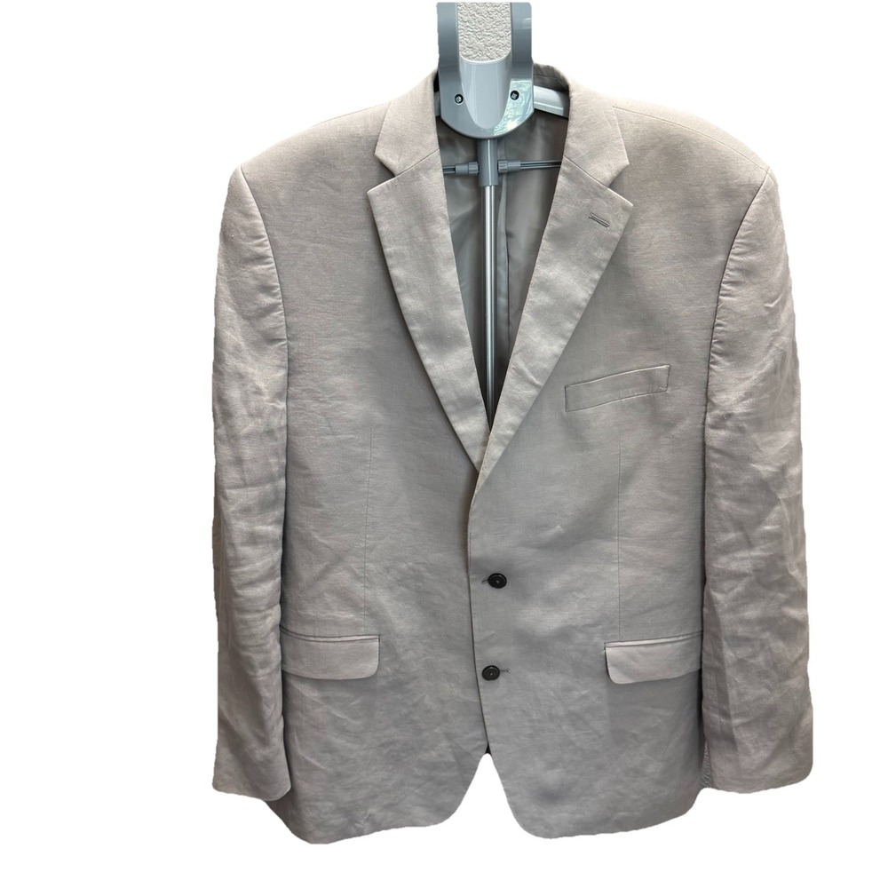 CHAPS Mens Size 48L 100% Linen Beige Sports Coat Blazer Career‎ Business Office